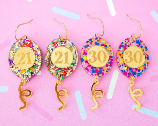 Custom Birthday Number Balloon Earrings