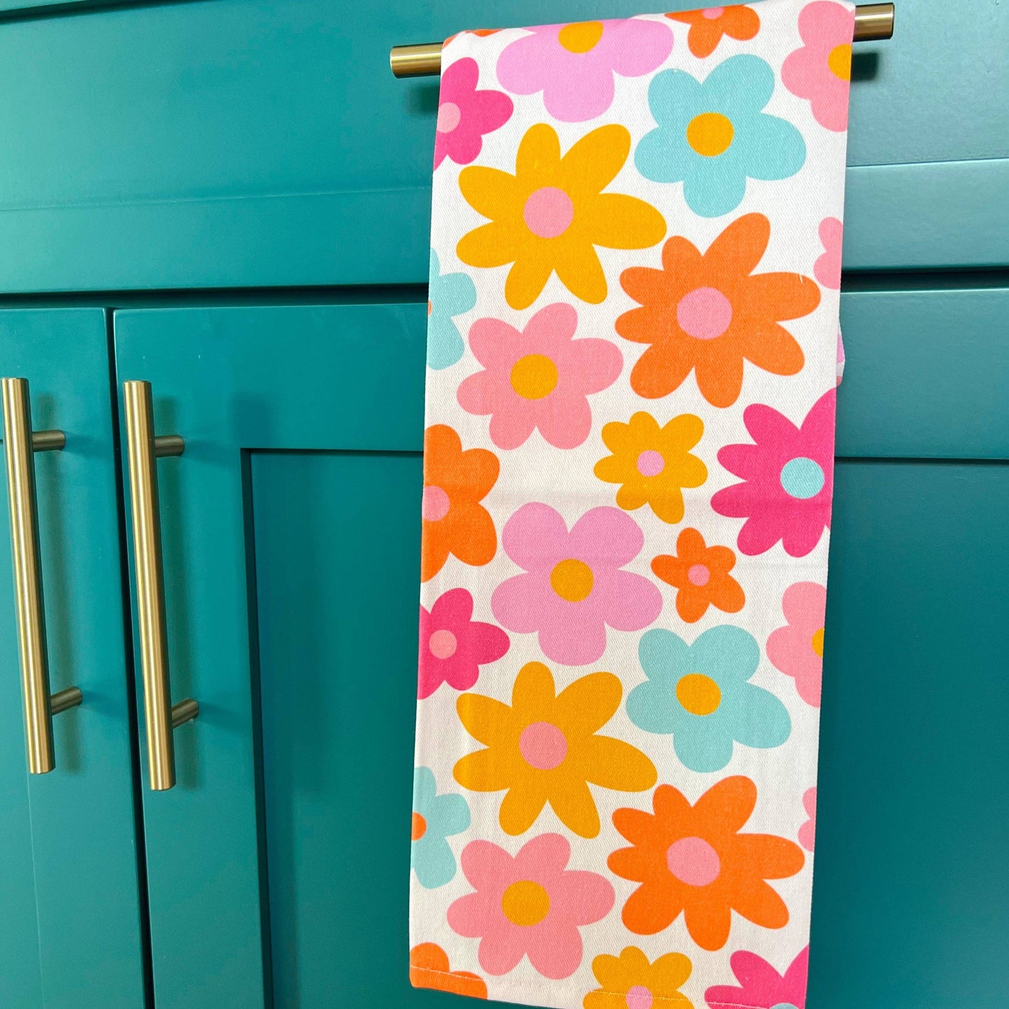 Cotton Tea Towel - Retro Florals *new and improved!*