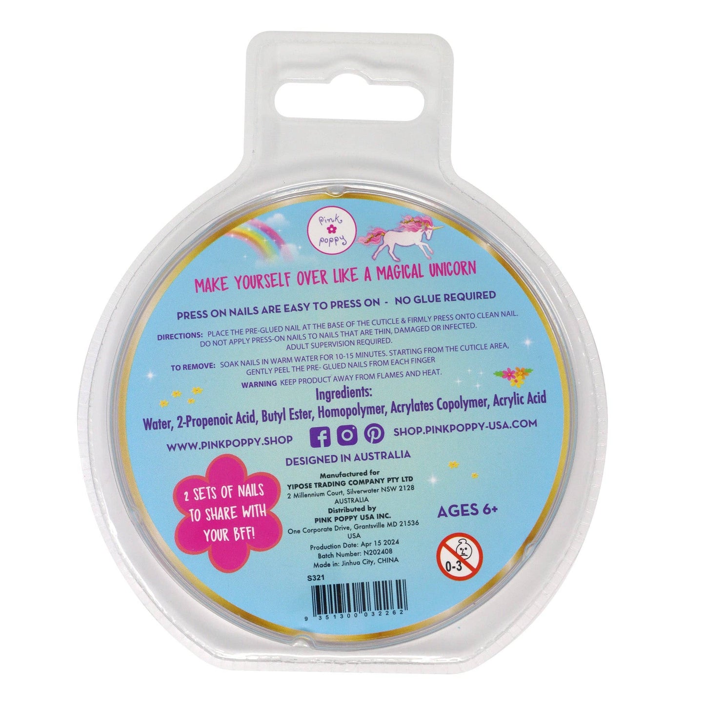 Stardust Unicorn Press On Nails | Pack of 6