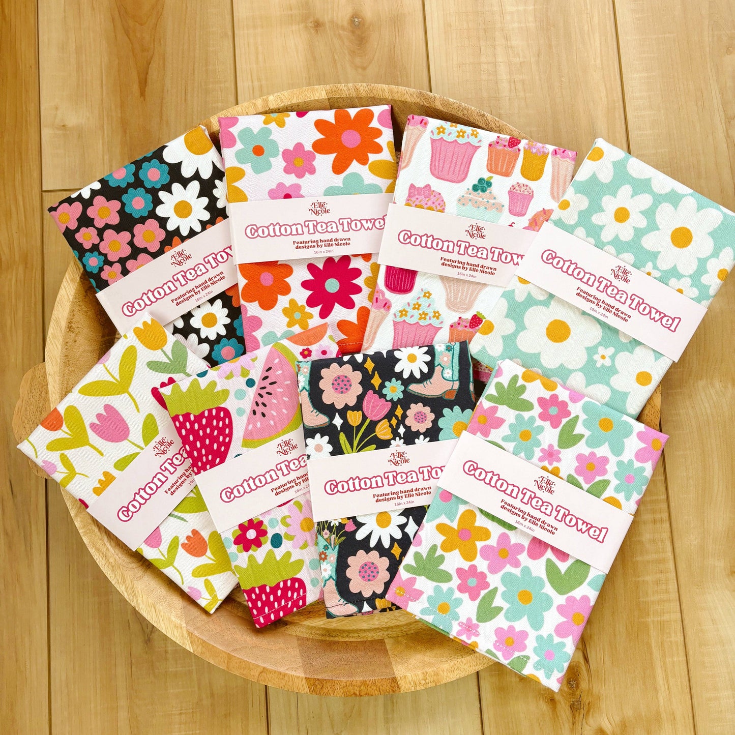 Cotton Tea Towel - Retro Florals *new and improved!*