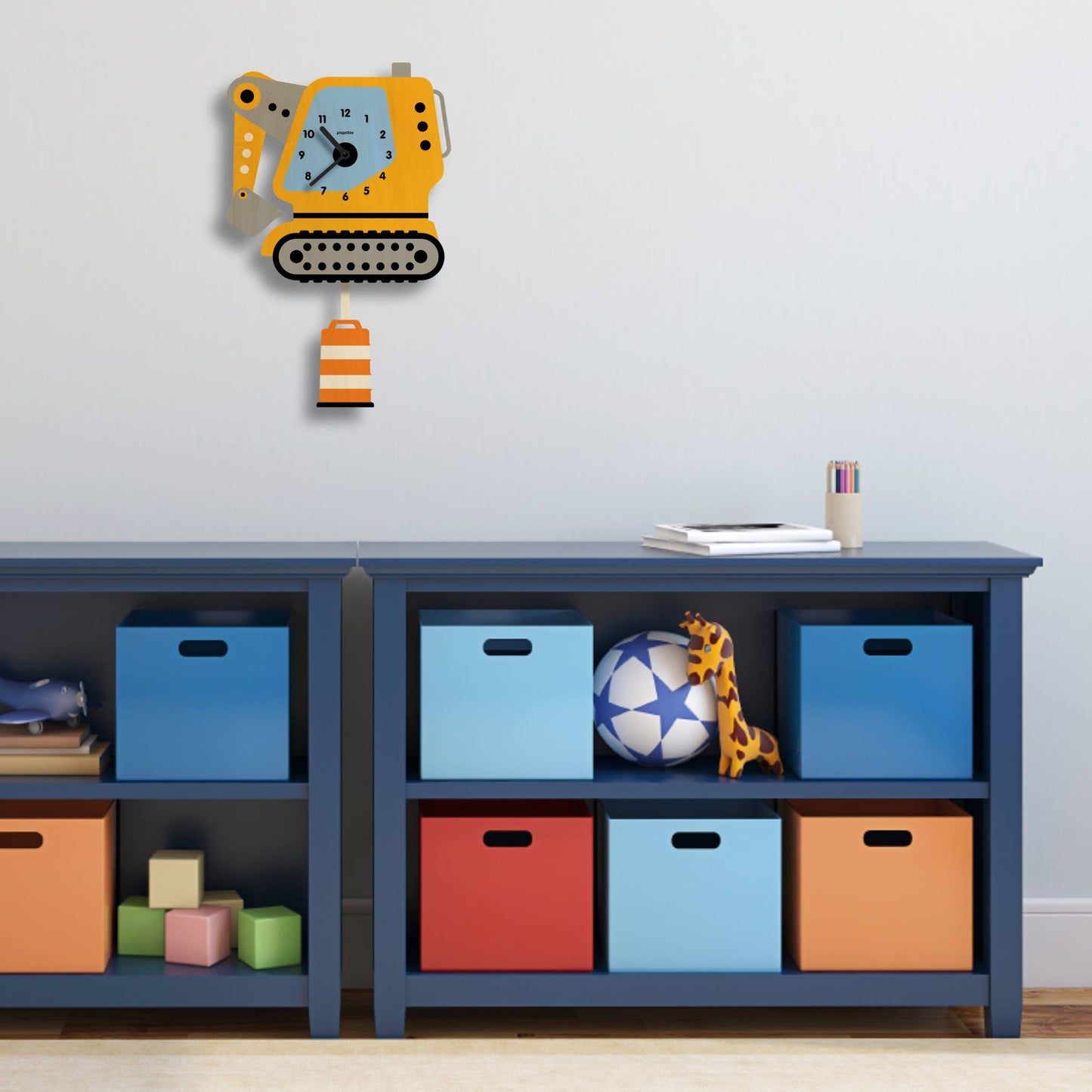 Excavator Pendulum Clock - Wood