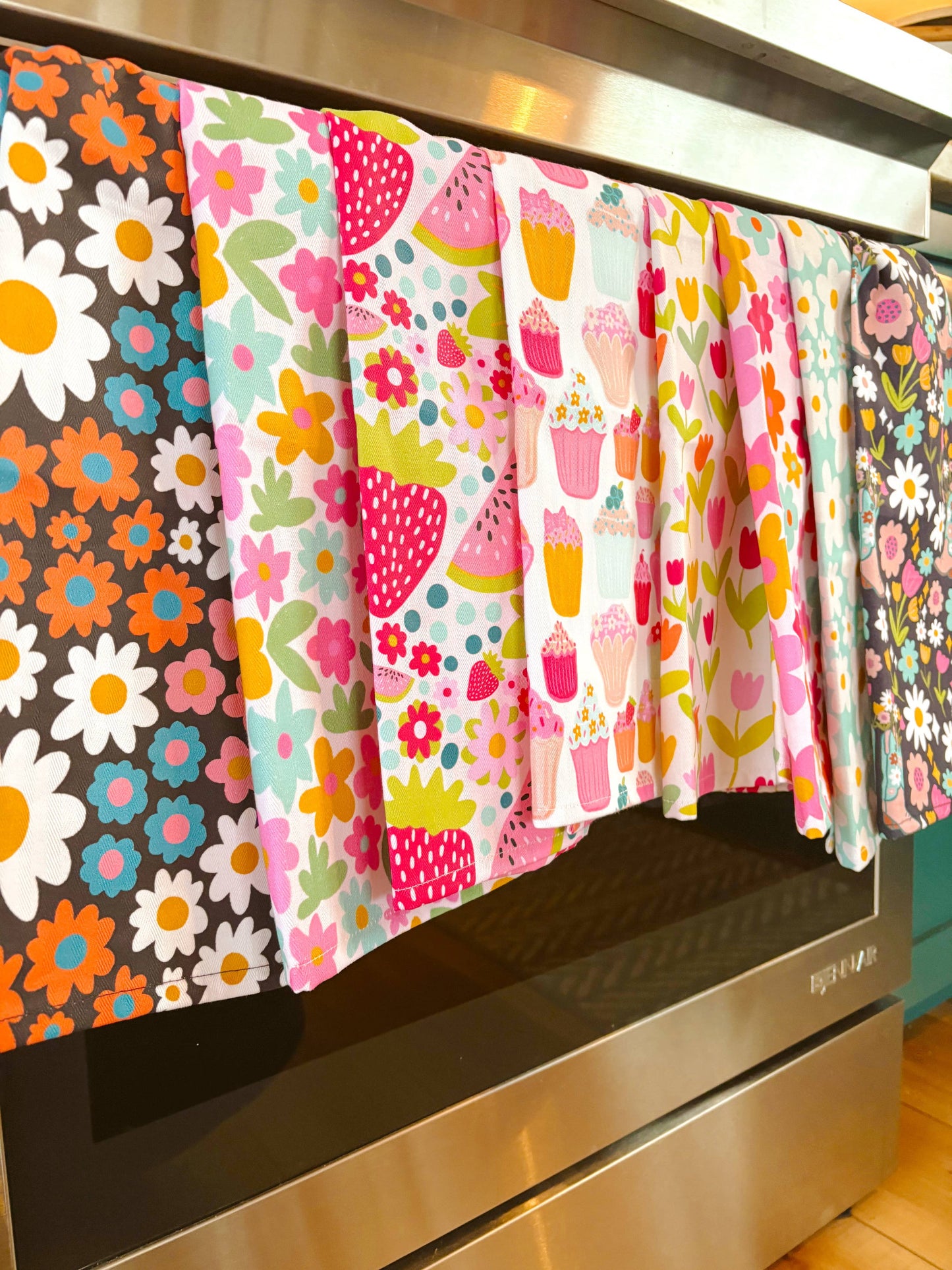 Cotton Tea Towel - Retro Florals *new and improved!*