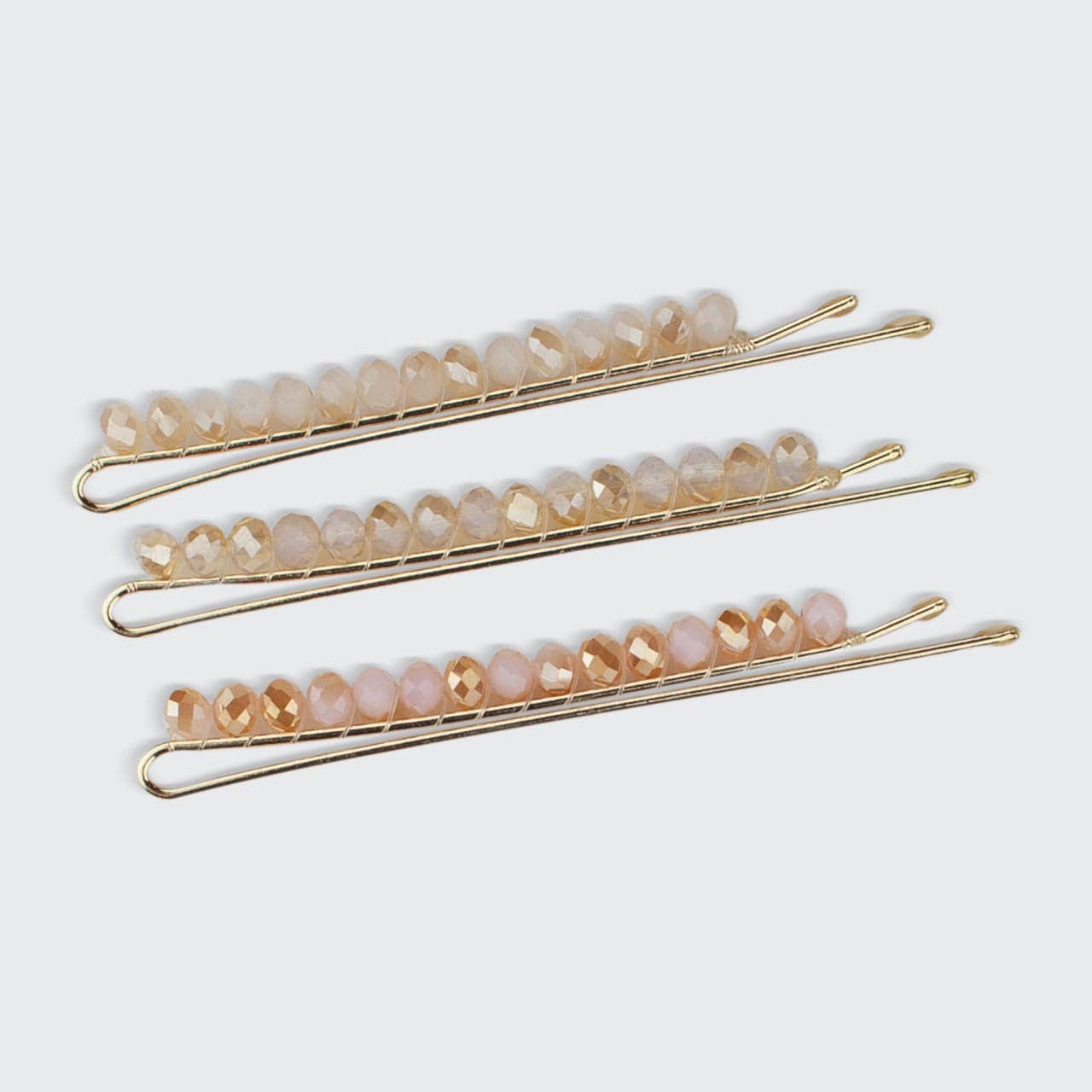 Beaded Metal Bobby Pins - Blush/Mauve