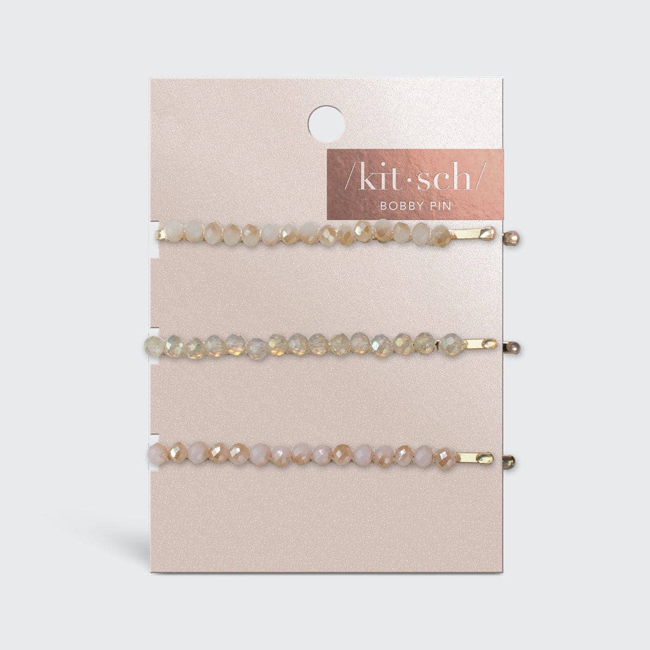 Beaded Metal Bobby Pins - Blush/Mauve