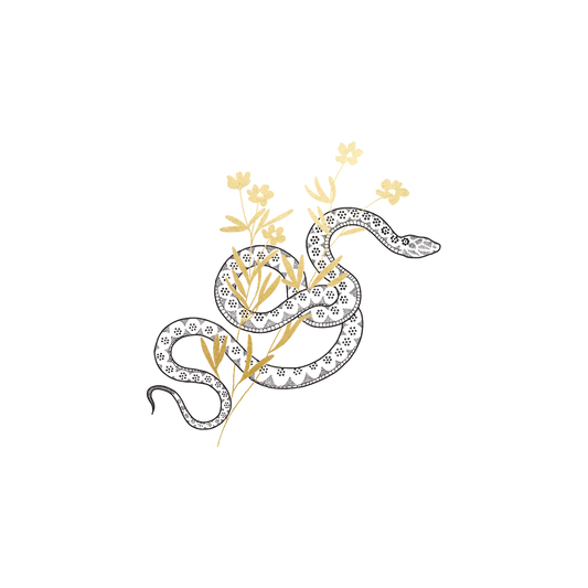 Twisty Snake Flowers Tattoo Pair