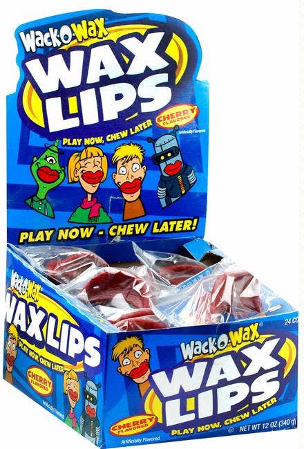 Wax Lips, Cherry Flavor Candy, 24 Count
