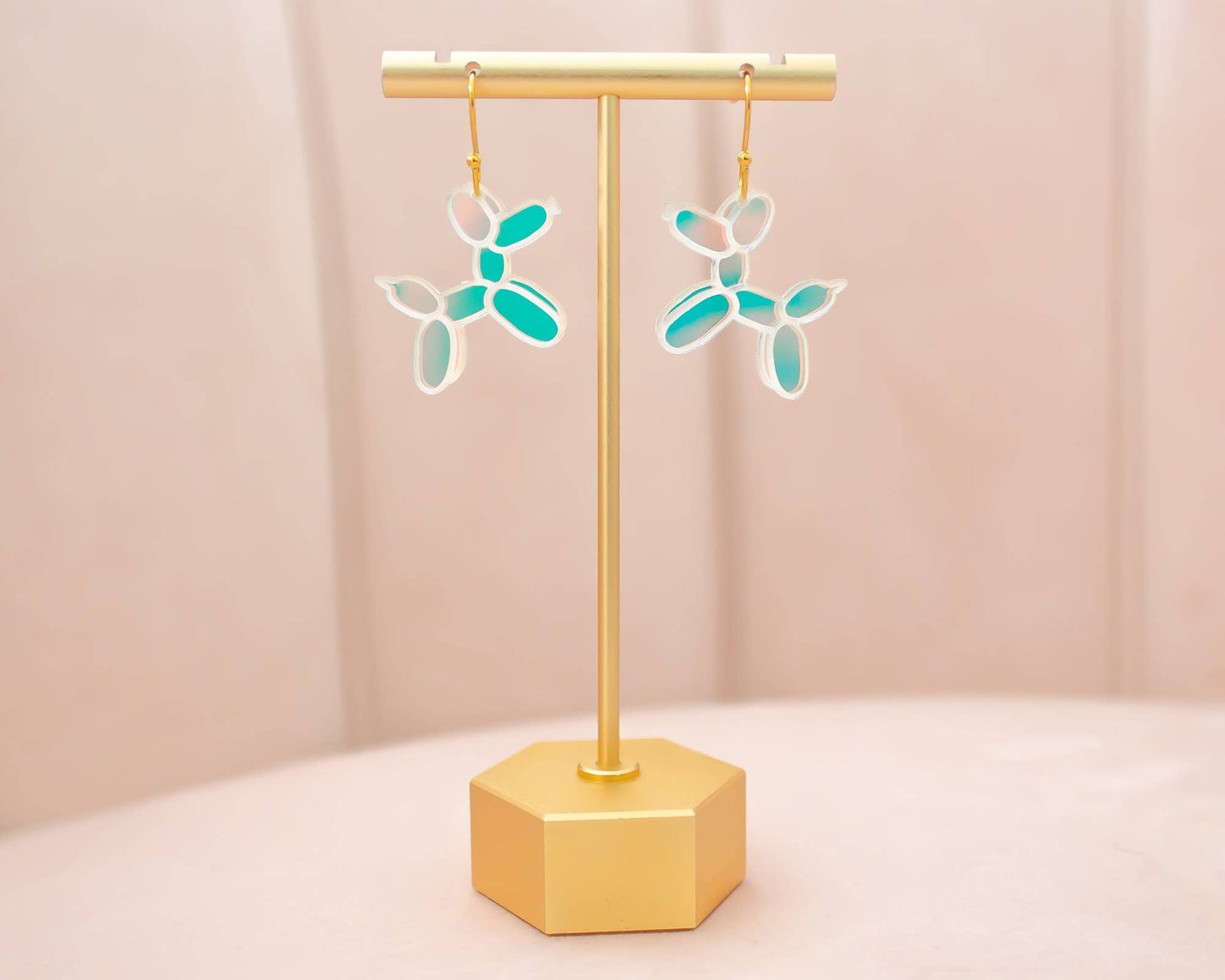 Balloon Animal Earrings Dog Acrylic Holographic Dangles