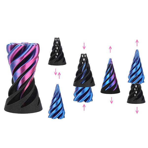 TwistQuest 3D Printed Fidget Spiral Cone Toy (1pc) Multiple Colors