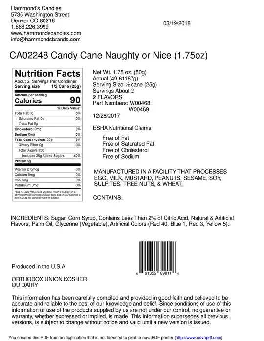 Naughty or Nice Candy Cane 1.75oz