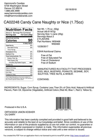 Naughty or Nice Candy Cane 1.75oz