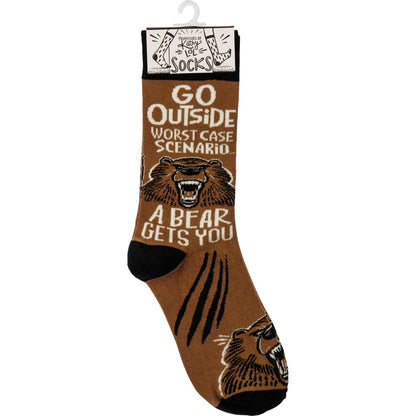 Go Outside Worst Case Scenario A Bear Socks