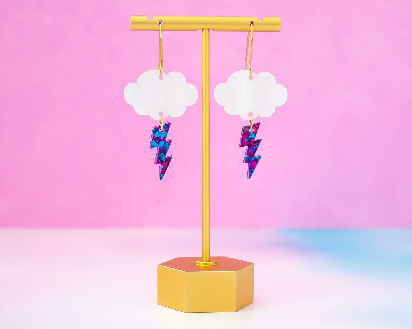 Cloud & Lightning Bolt Retro Acrylic Earrings