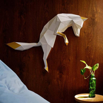 Fox Pounce 3D PaperCraft Origami Wall Art