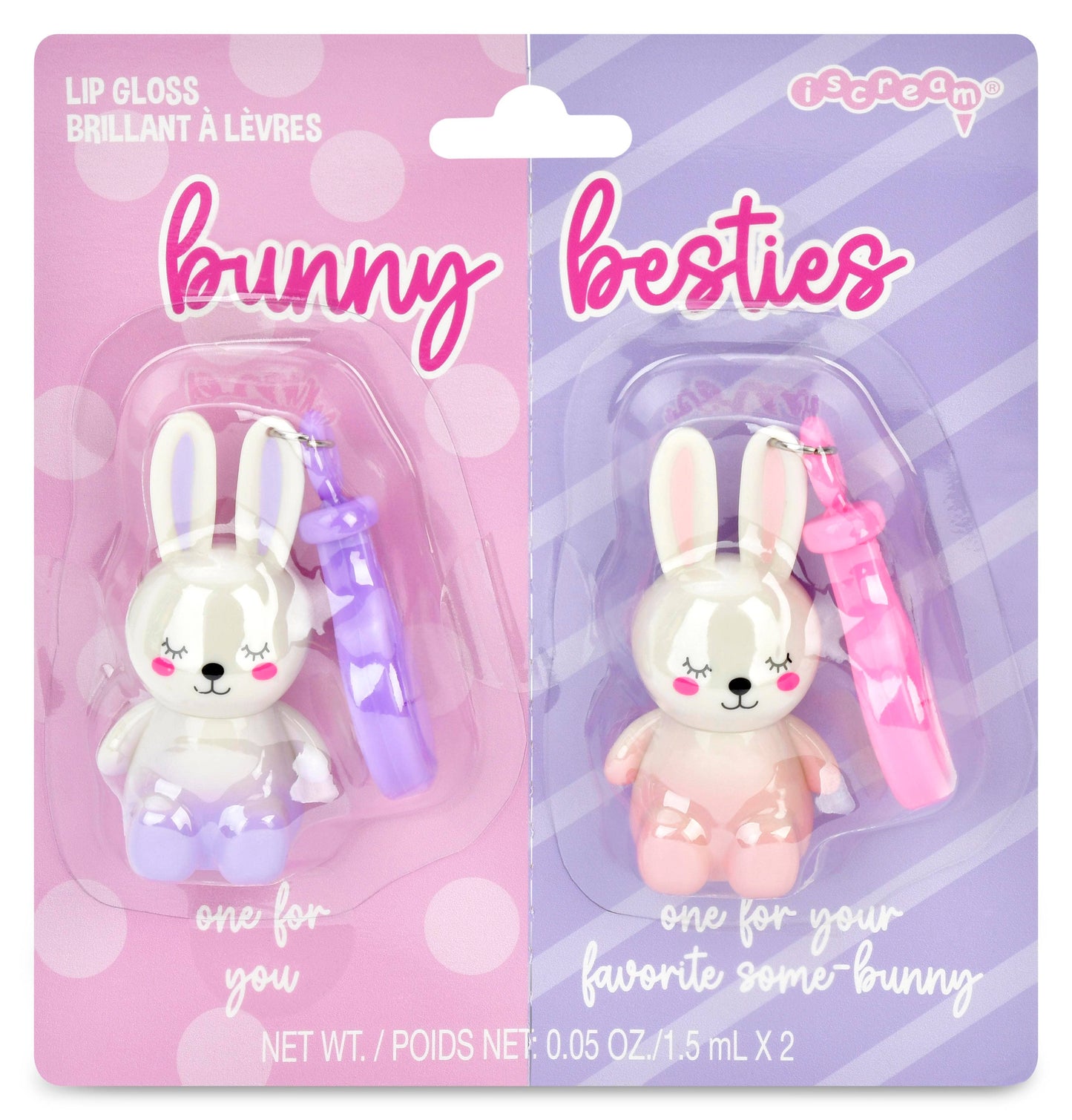 BUNNY BESTIES LIP GLOSS KEY CHAINS - 2 PIECES