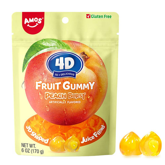 Amos 4D Fruit Gummy Juicy Burst Peach 6oz, 12ct