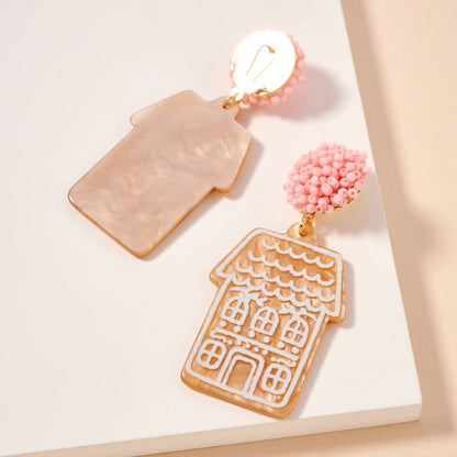 Christmas Gingerbread House Dangling Earrings