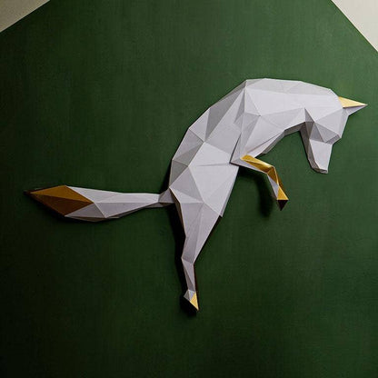 Fox Pounce 3D PaperCraft Origami Wall Art