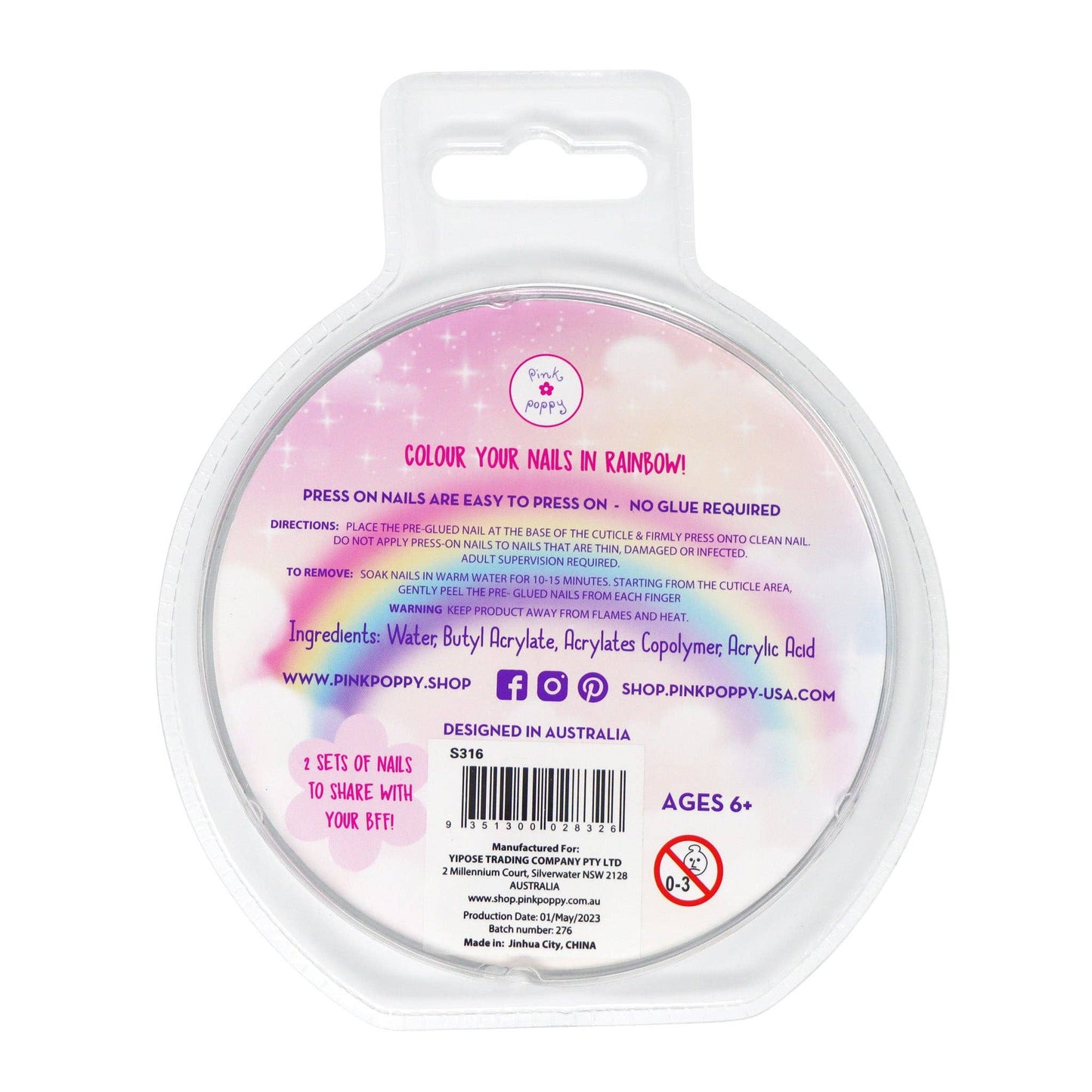 Rainbow Party Press On Nails | Pack of 6