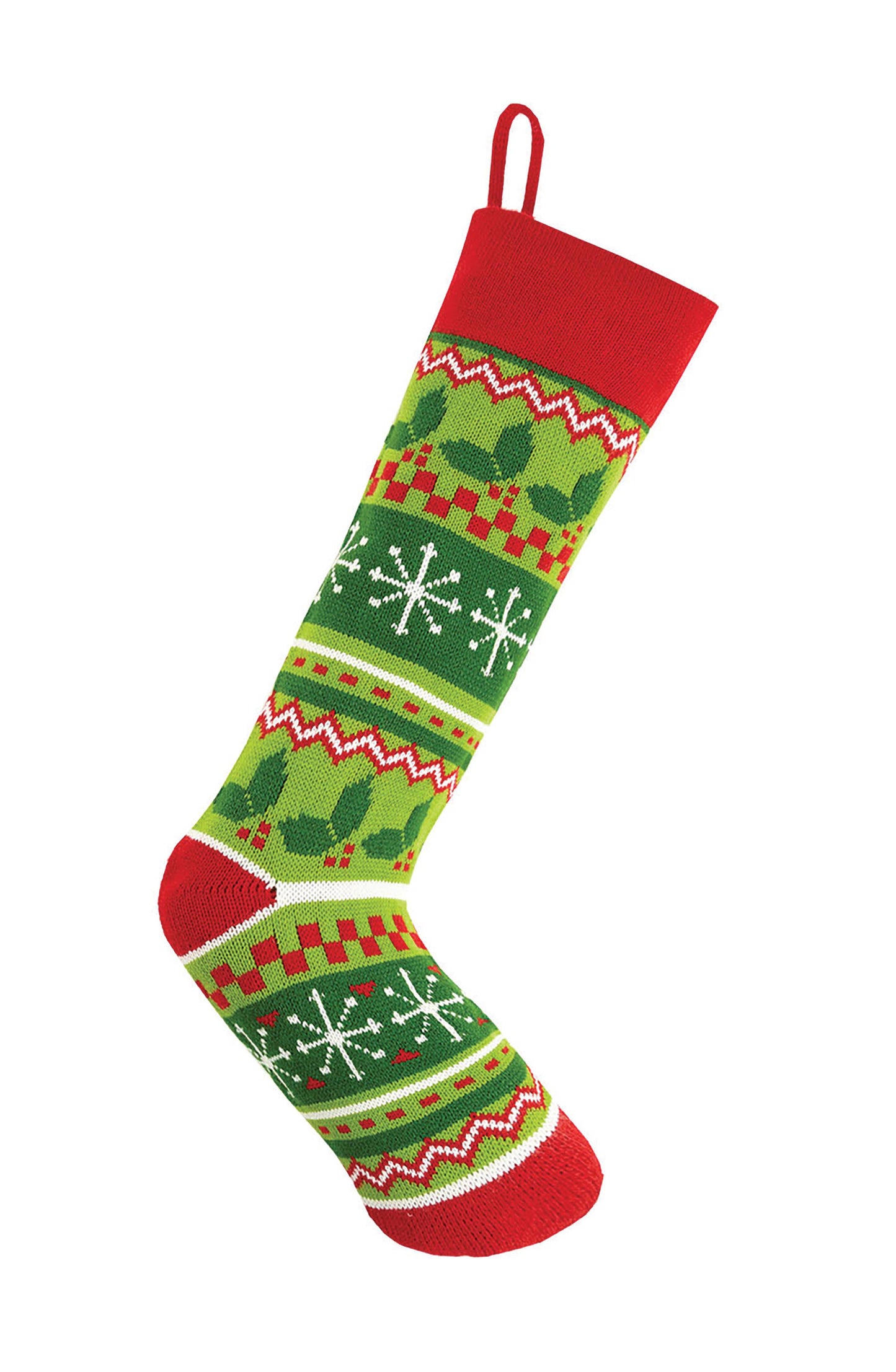 Holly Leaves Fair Isle Knit Stocking