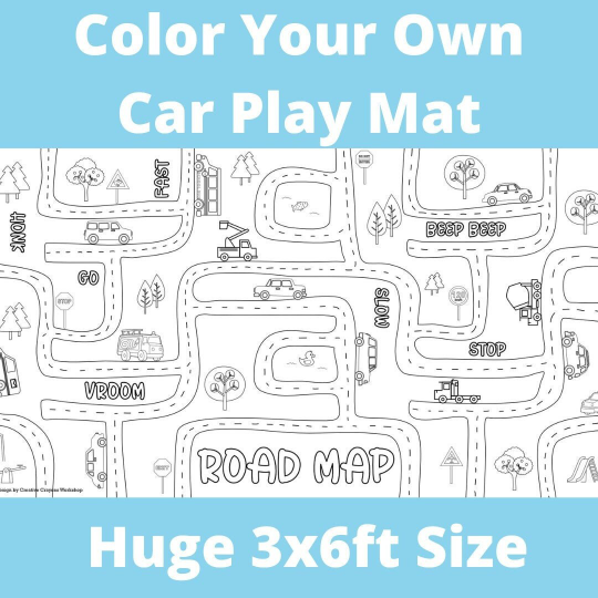 Cars & Trucks Road Map Mat | Giant Coloring Play Activity