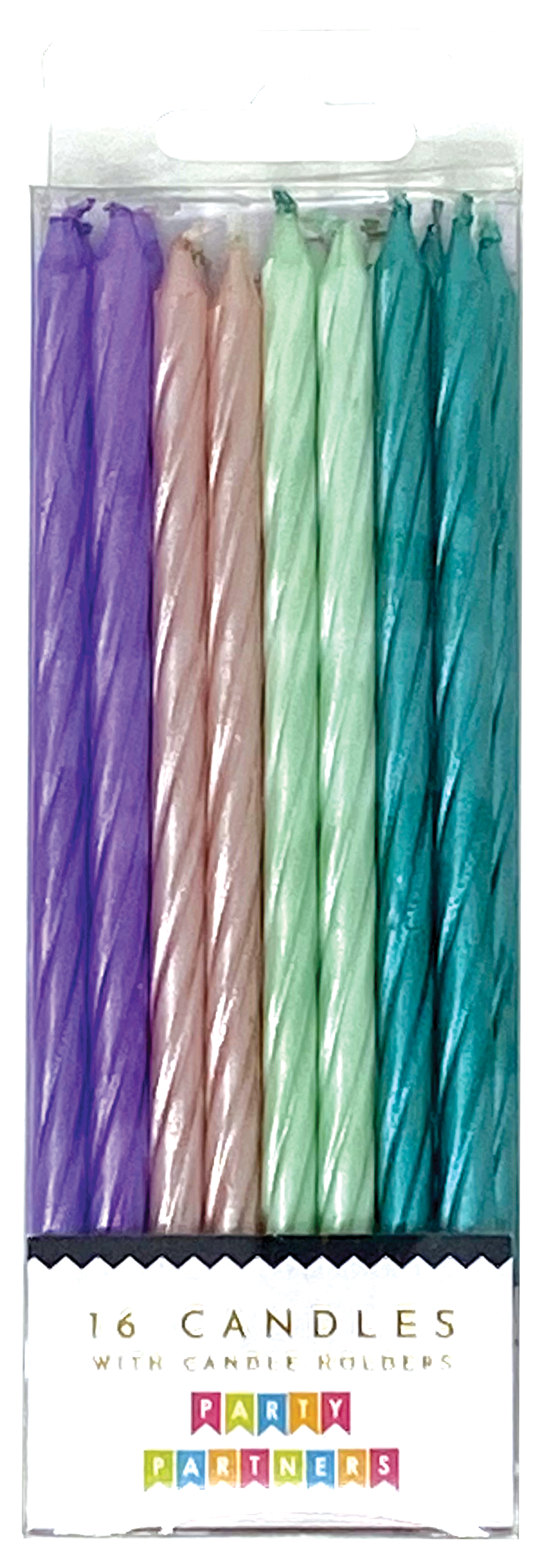 Purple/Teal Pearl Spiral 16 Candle Set