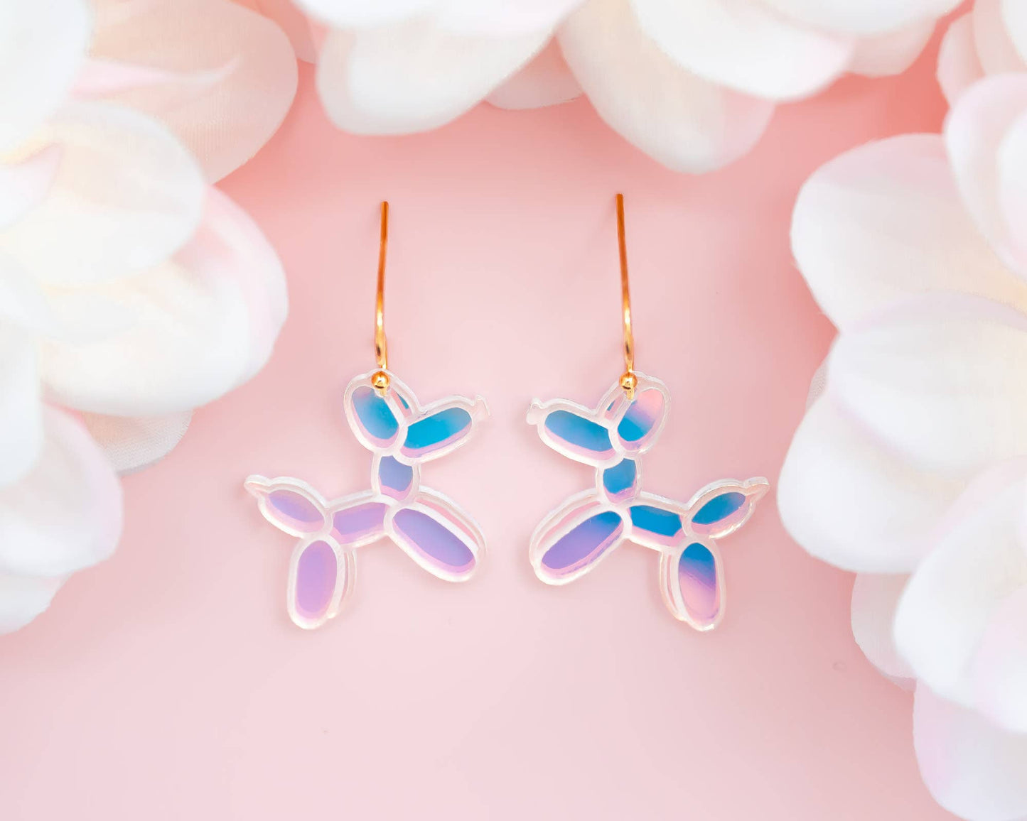 Balloon Animal Earrings Dog Acrylic Holographic Dangles