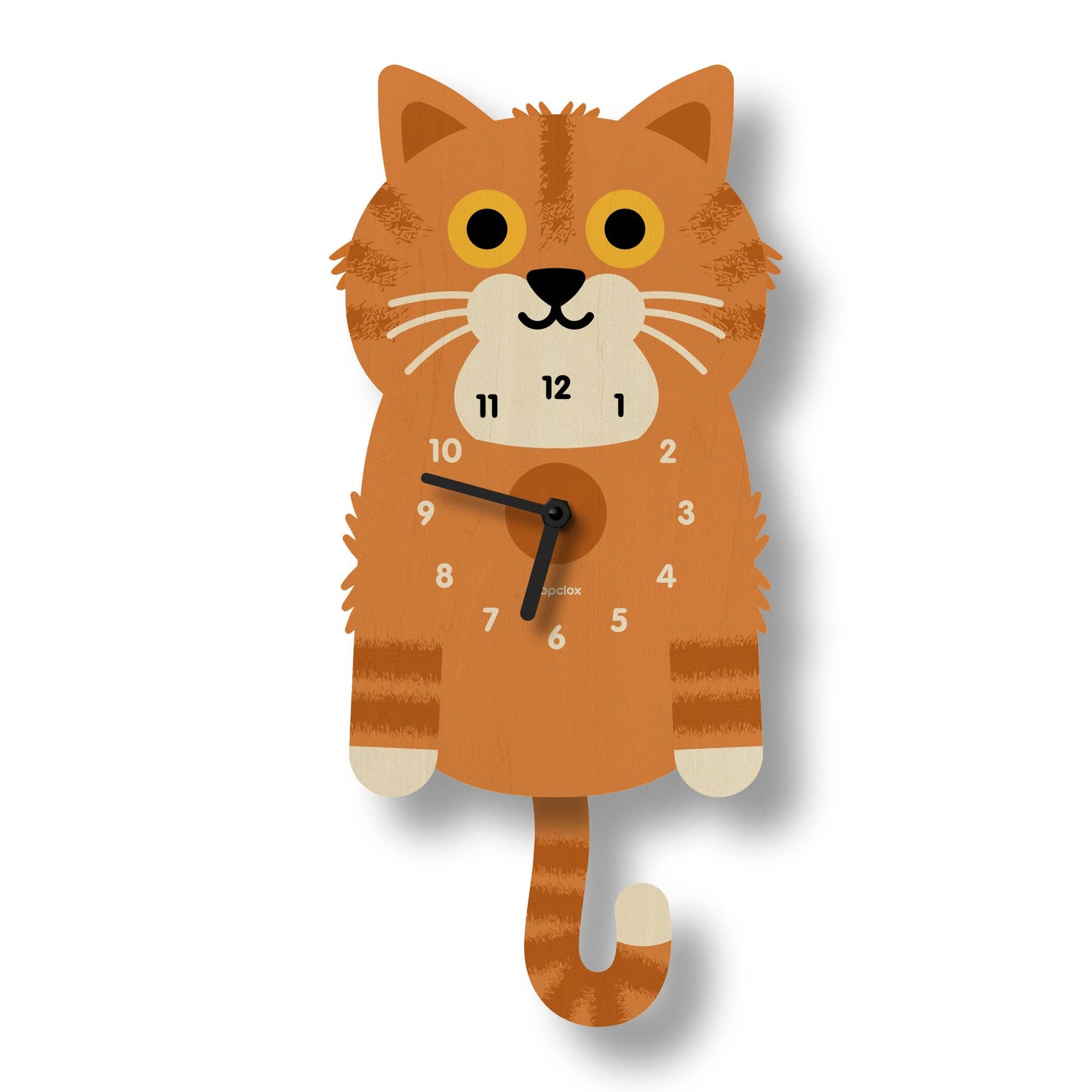 Kitten Pendulum Clock - Wood