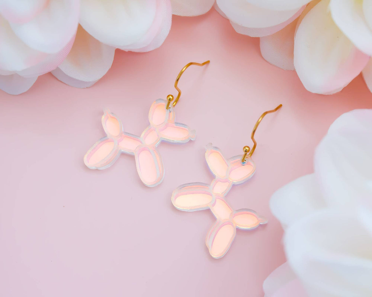Balloon Animal Earrings Dog Acrylic Holographic Dangles