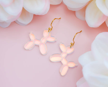Balloon Animal Earrings Dog Acrylic Holographic Dangles