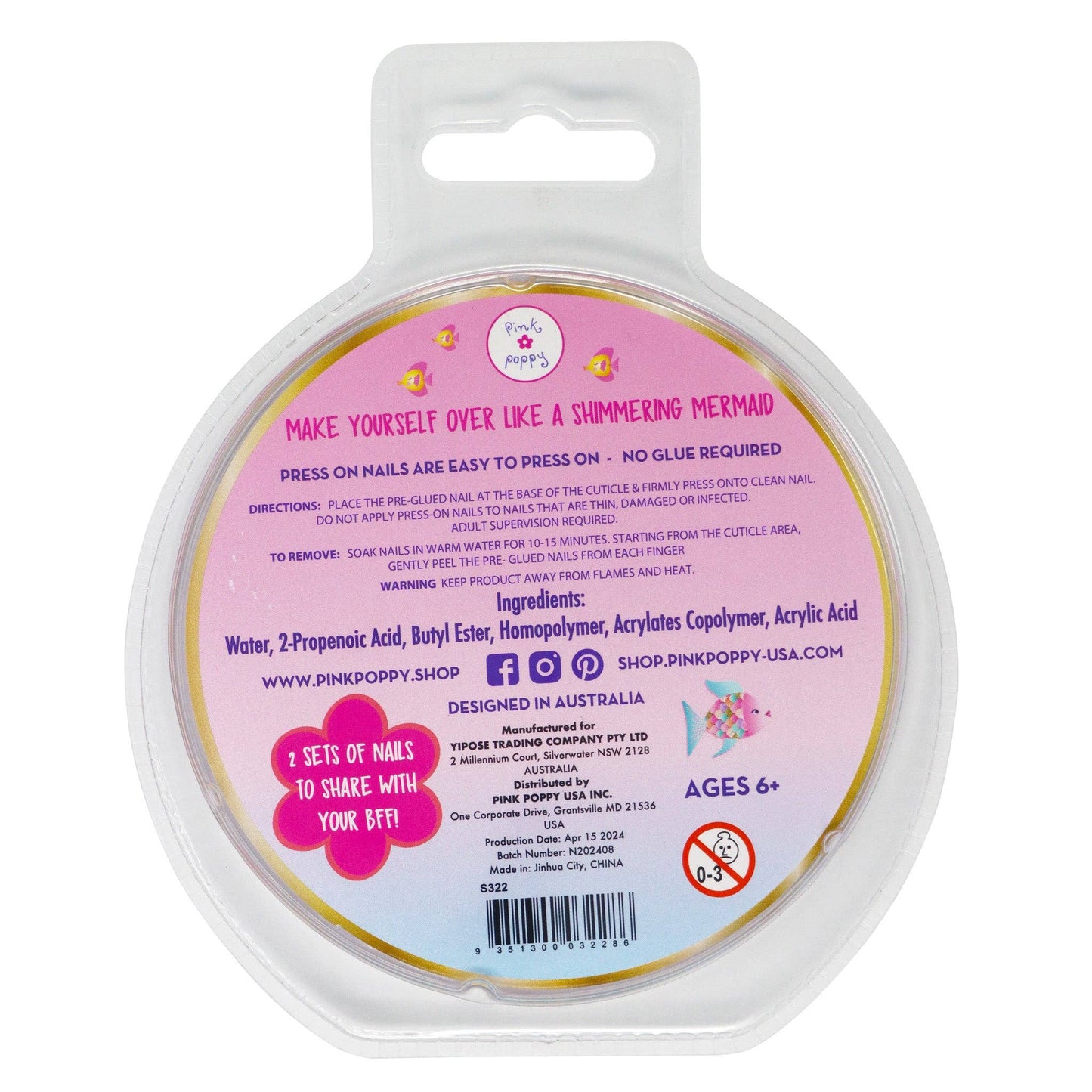 Enchanted Mermaid Press On Nails | Pack of 6