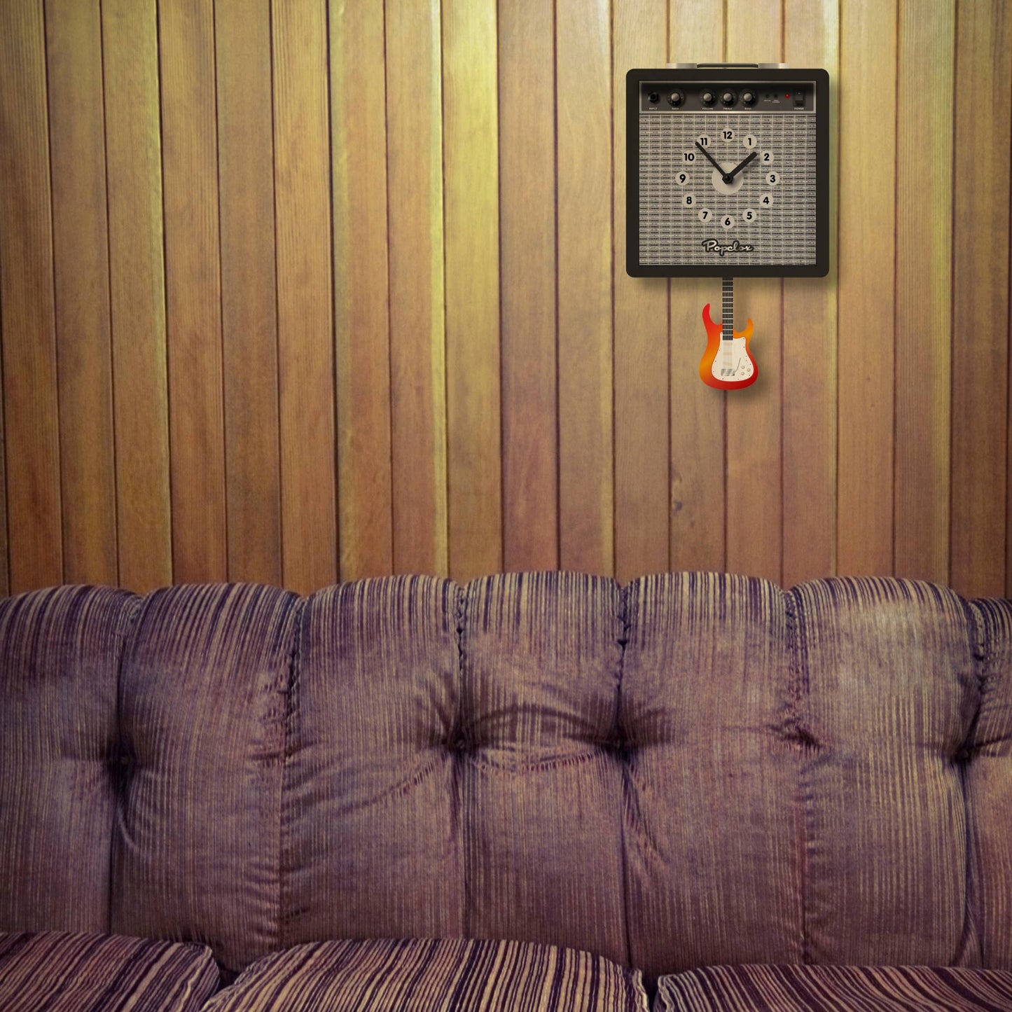 Guitar Amp Pendulum Clock - Wood
