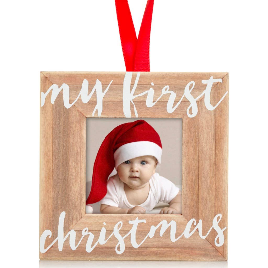 My First Christmas Holiday Wooden Picture Frame Ornament