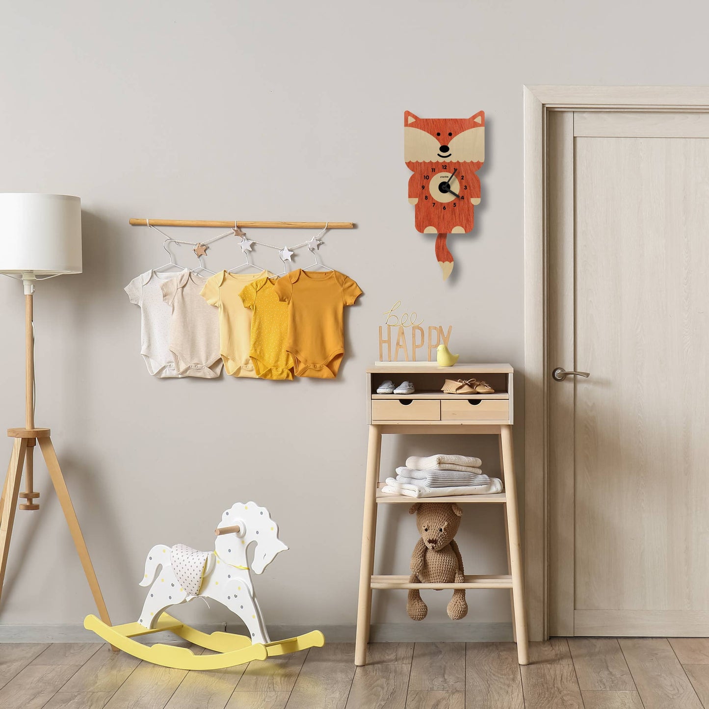 Fox Pendulum Clock - Wood