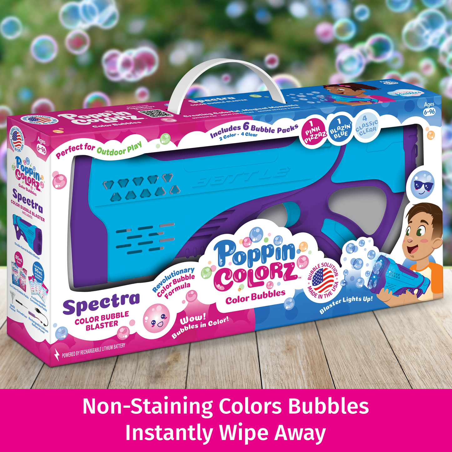 PoppinColorz Spectra: Rechargeable Color Bubble Blaster