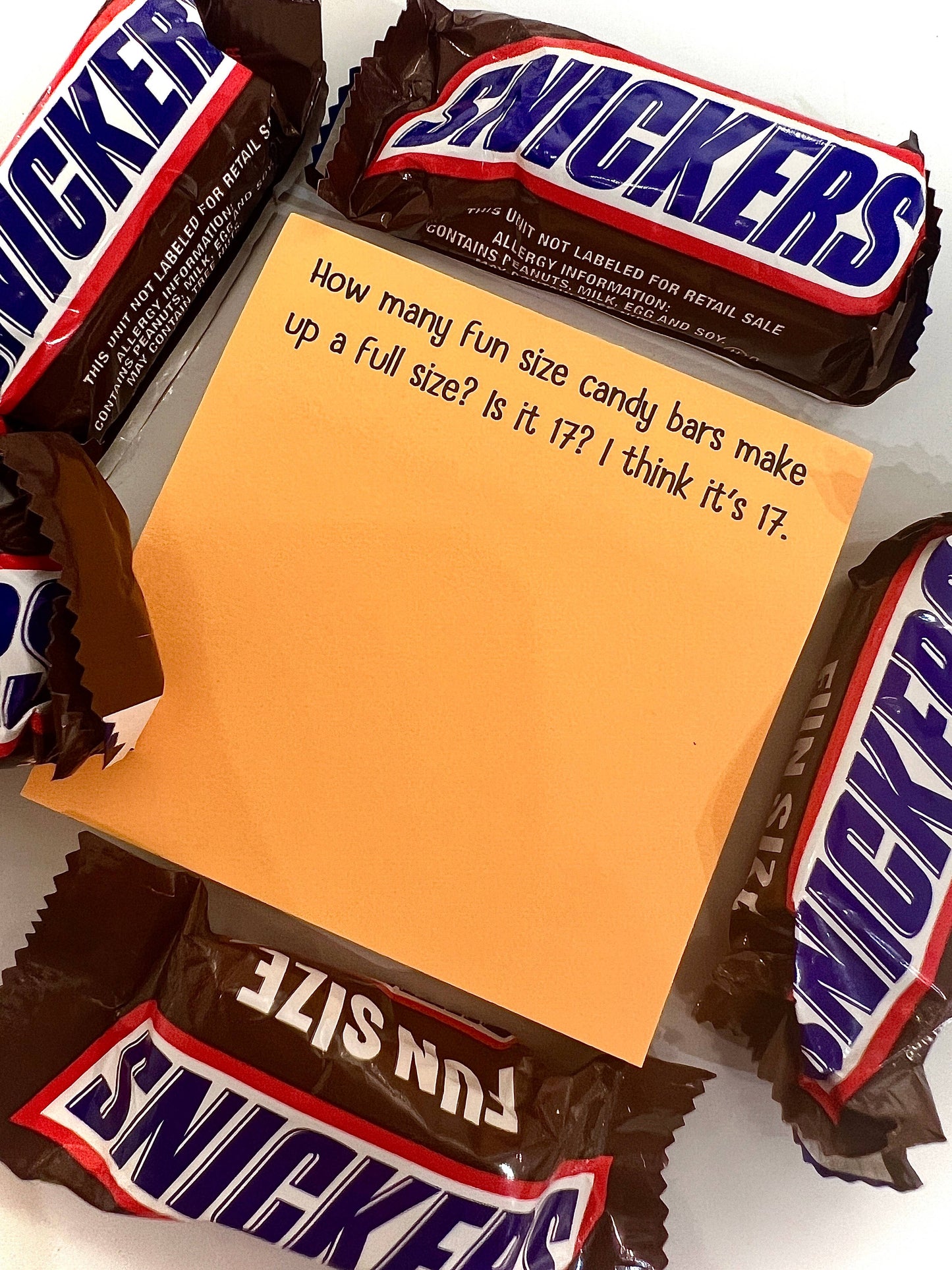 How many fun size candy bars in a full size | sticky notes