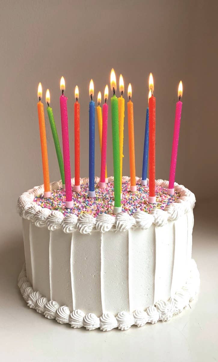 Tall Neon Rainbow Gradient 16 Candle Set