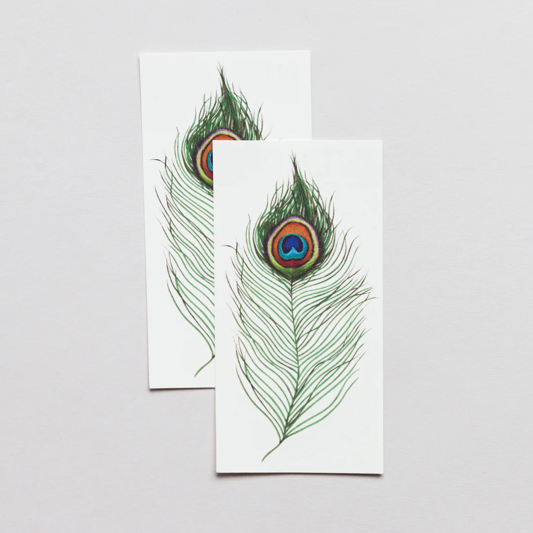 Peacock Feather Tattoo Pair