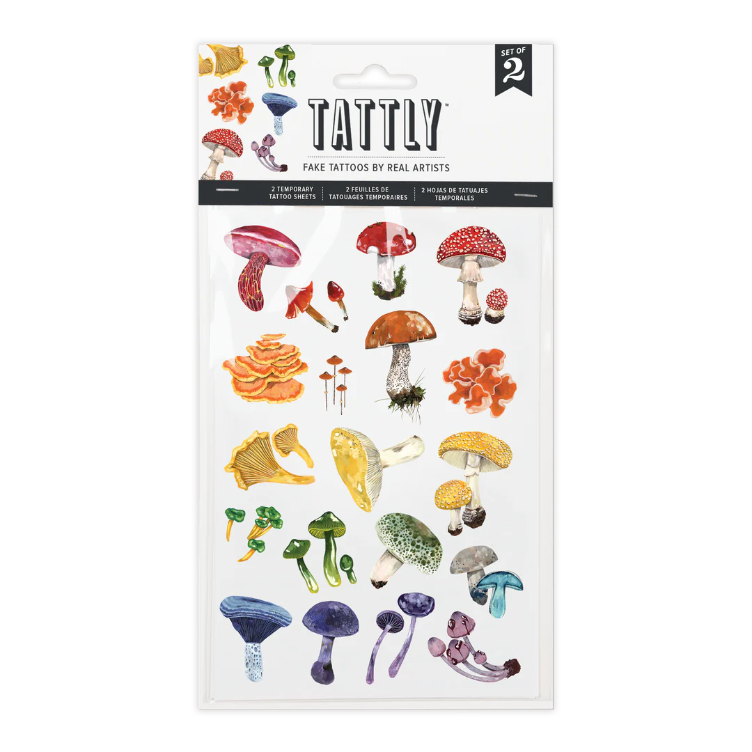 Colorful Mushrooms Sheet Tattoo