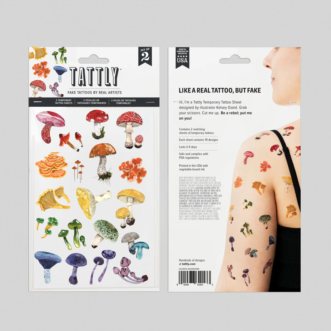 Colorful Mushrooms Sheet Tattoo