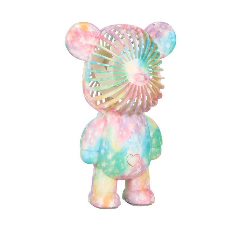 Portable Mini Bear Fan-Tie Dye & Blue