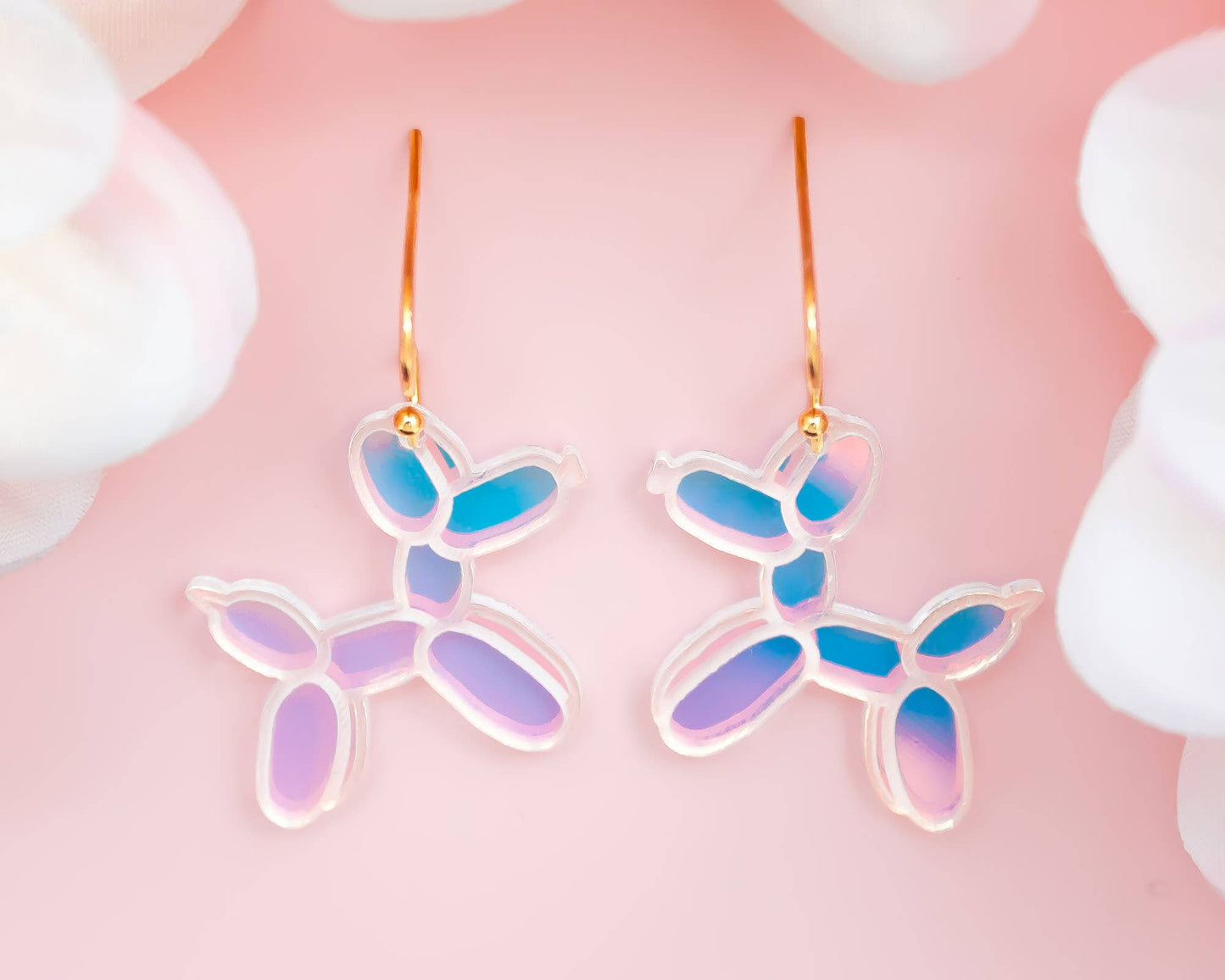Balloon Animal Earrings Dog Acrylic Holographic Dangles