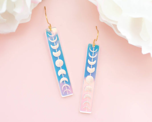 Moon Phases Celestial Earrings Acrylic Dangles