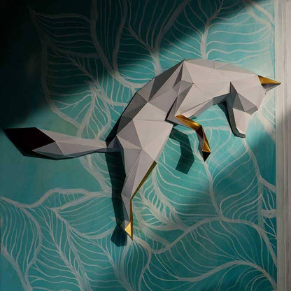 Fox Pounce 3D PaperCraft Origami Wall Art