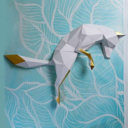 Fox Pounce 3D PaperCraft Origami Wall Art