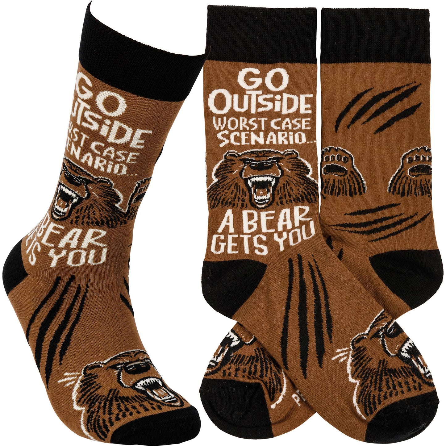 Go Outside Worst Case Scenario A Bear Socks