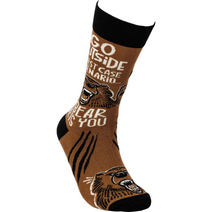 Go Outside Worst Case Scenario A Bear Socks