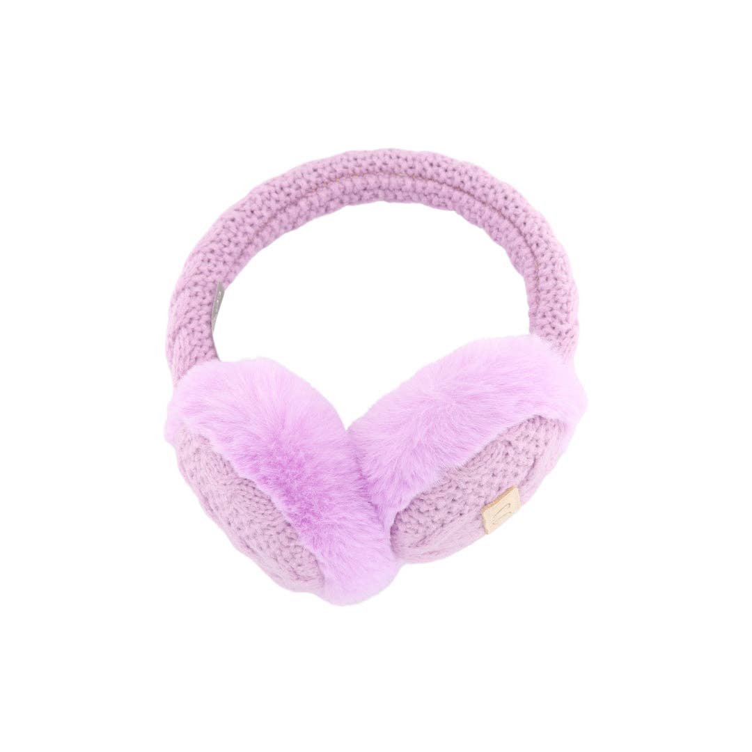 KIDS Cable Knit Faux Fur Earmuffs KDEMS3661