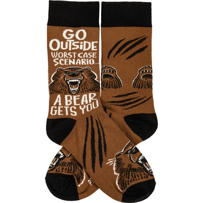 Go Outside Worst Case Scenario A Bear Socks