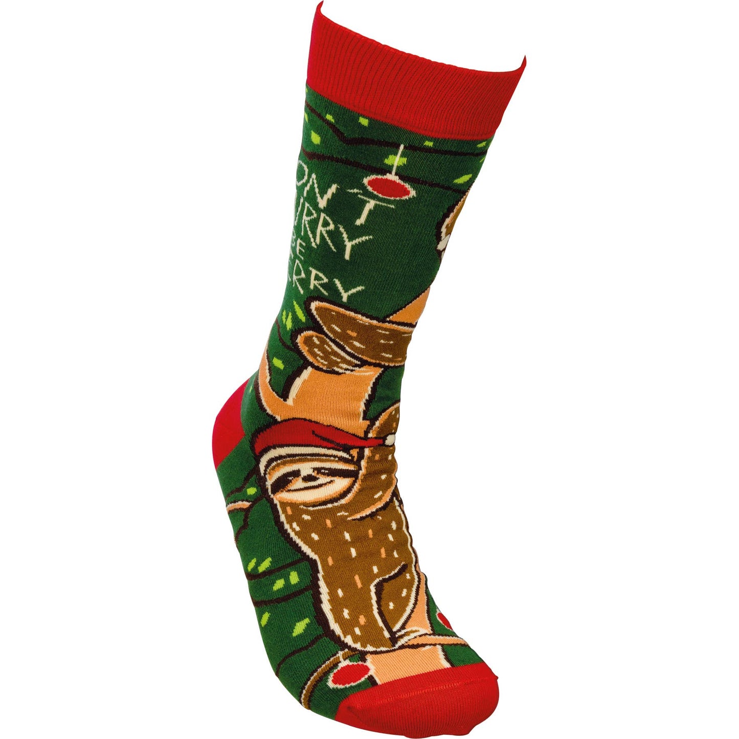 Christmas Sloth Don't Hurry Be Merry Socks