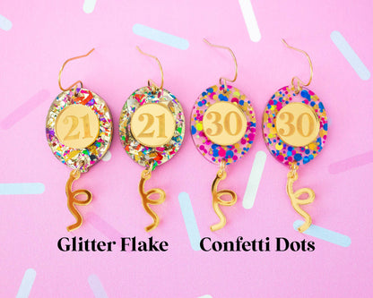 Custom Birthday Number Balloon Earrings